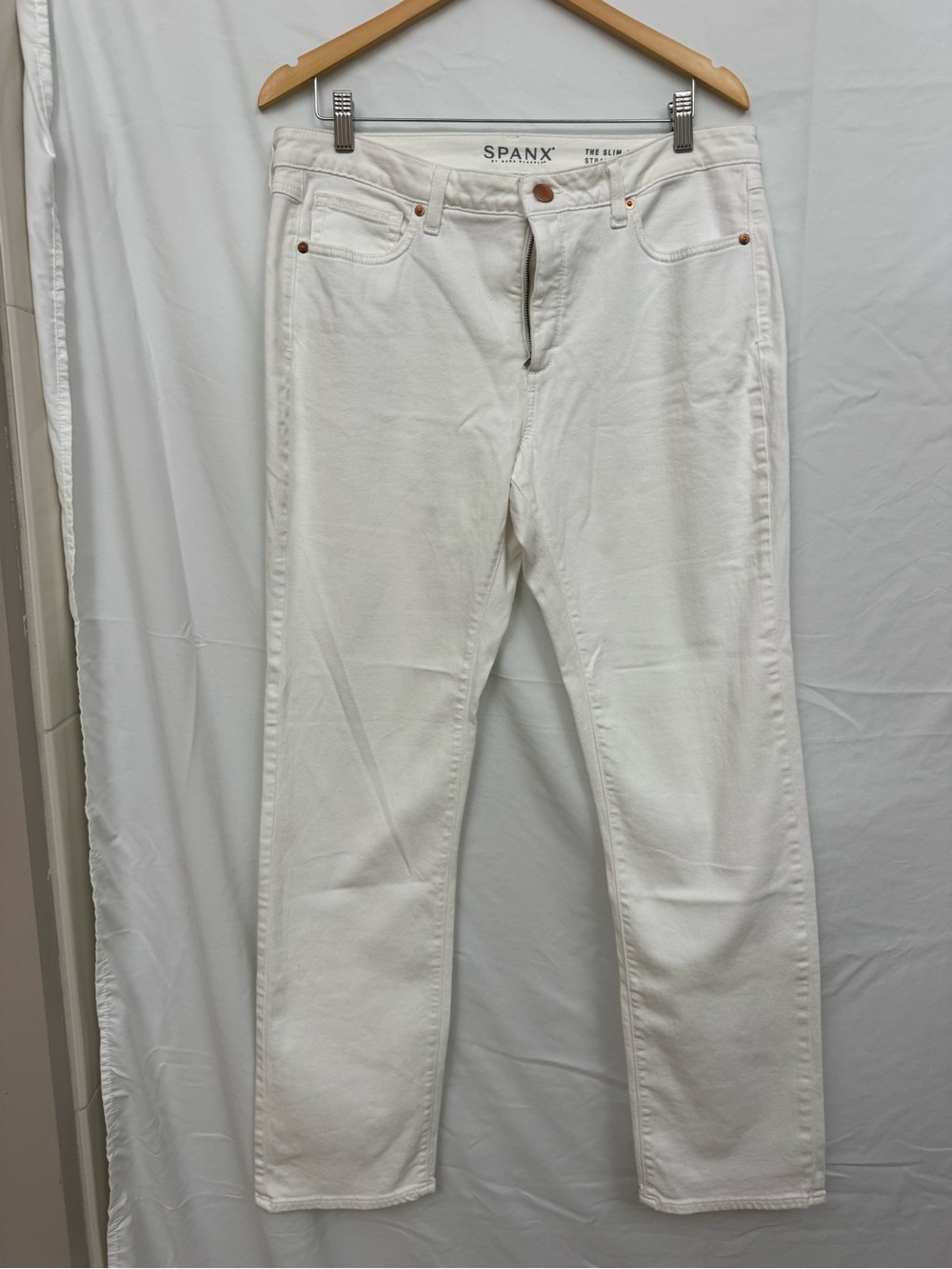 SPANX White Straight-Leg Sculpting Jeans